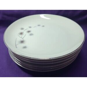 Vintage Creative Fine China 1014 Platinum Starburst, 6piece Dessert Plate 6 3/8"